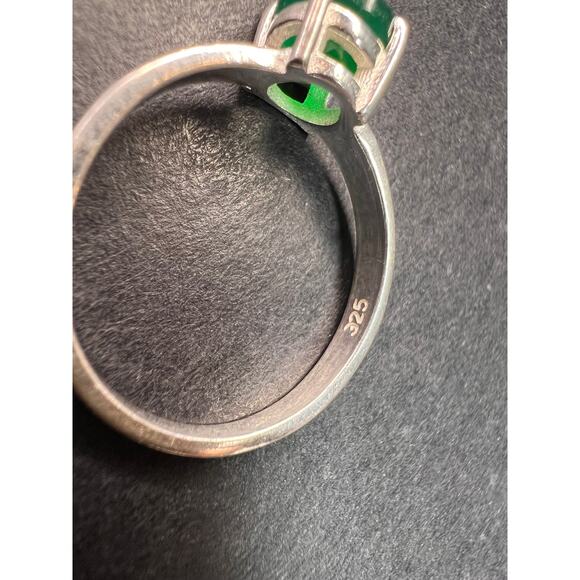 Green onyx sterling silver solitaire ring size 9 - Picture 4 of 15